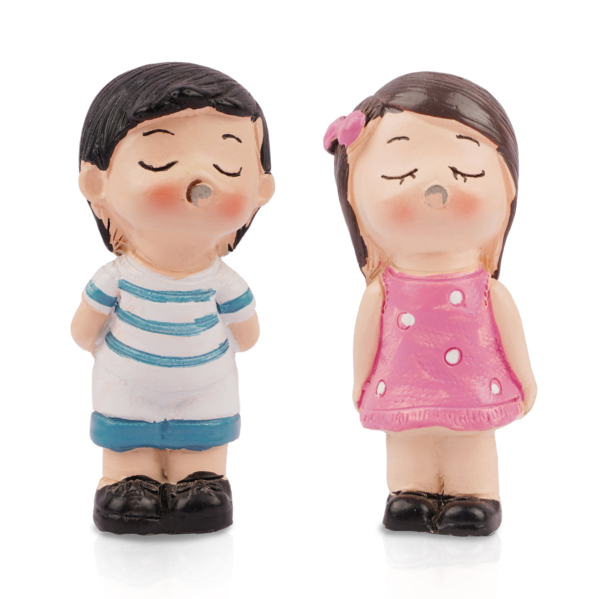 Romantic Couple Mini Figurine – White & Pink Polyresin (8.5 cm)