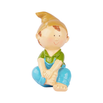 The Writershub Cute Sitting Boy Decorative Showpiece – Multicolour