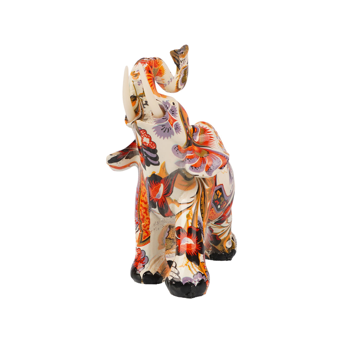Colourful Floral Elephant Figurine — Printed Polyresin Showpiece