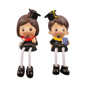 Graduation Decor Figurines (Black) – Boy & Girl Set