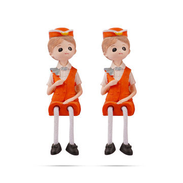 Cute Flight Attendant Miniature Figurine – Hanging Legs Design (10 cm)