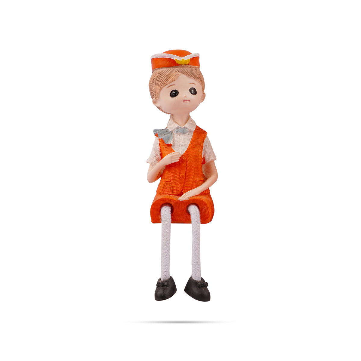 Cute Flight Attendant Miniature Figurine – Hanging Legs Design (10 cm)