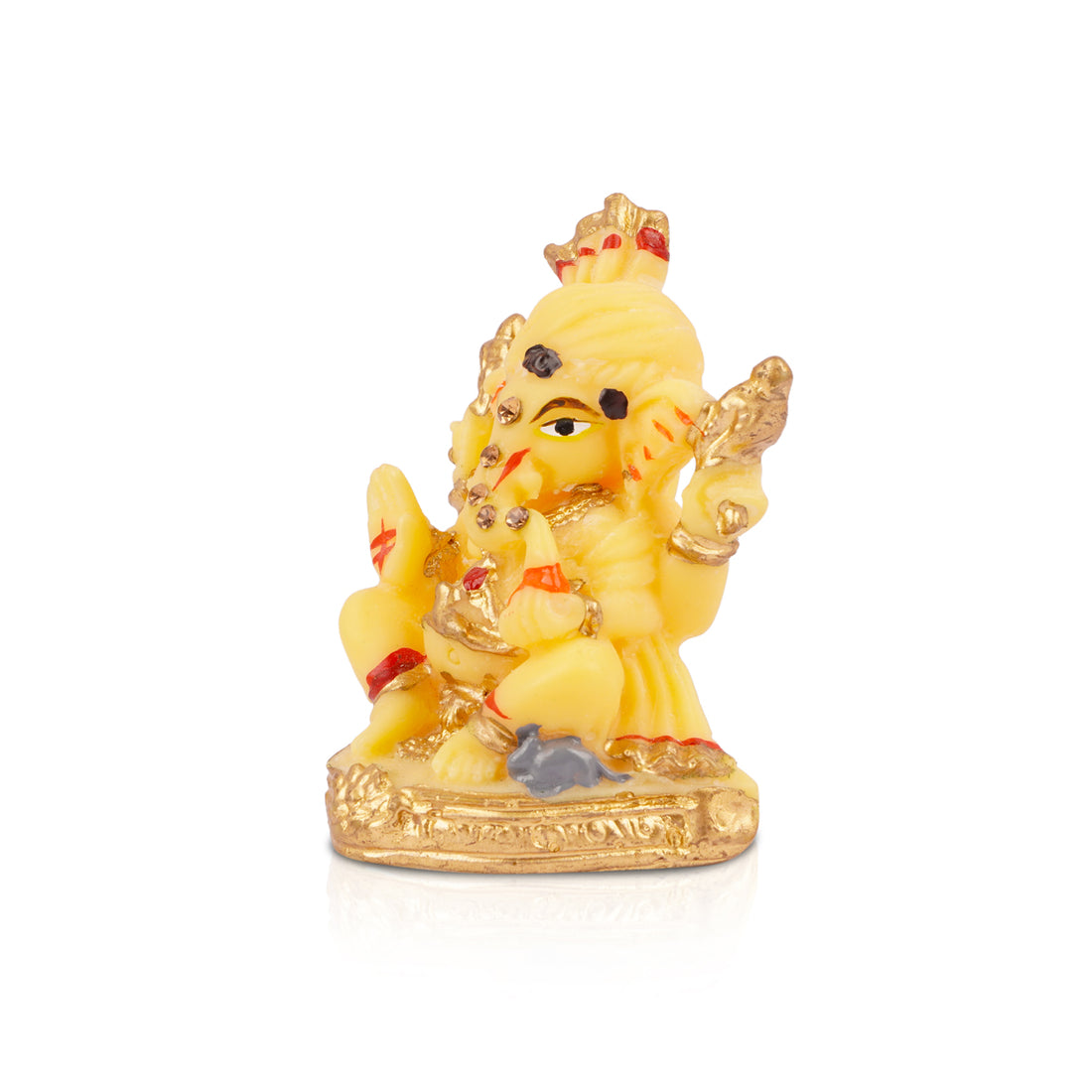Mini Ganesh Idol – Yellow & Gold Matte Finish (7 cm)