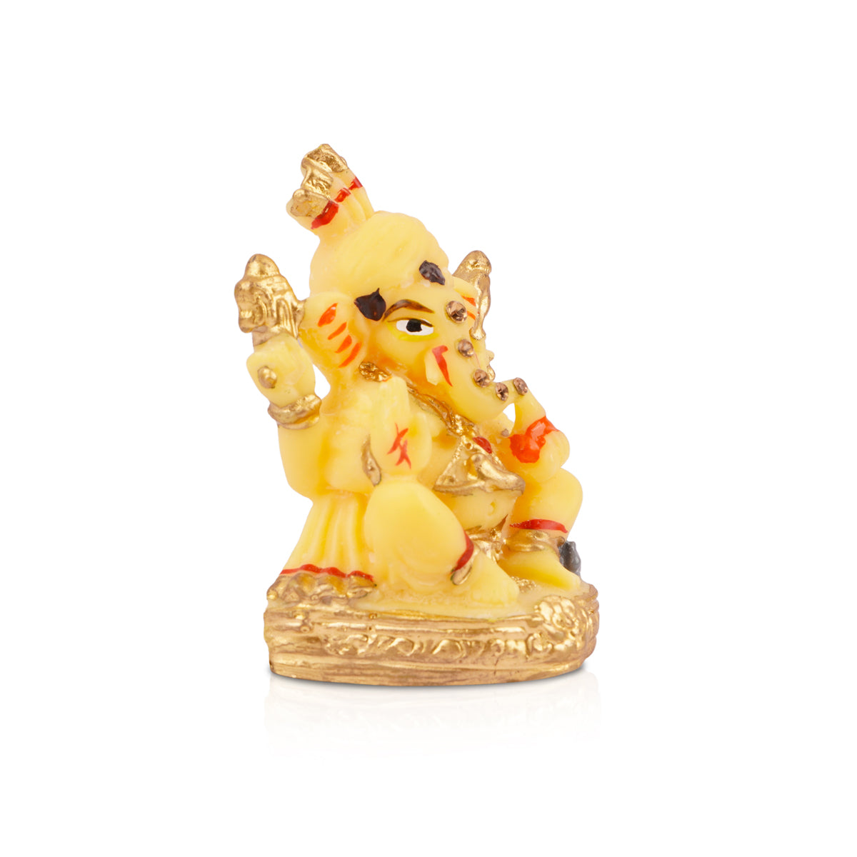 Mini Ganesh Idol – Yellow & Gold Matte Finish (7 cm)