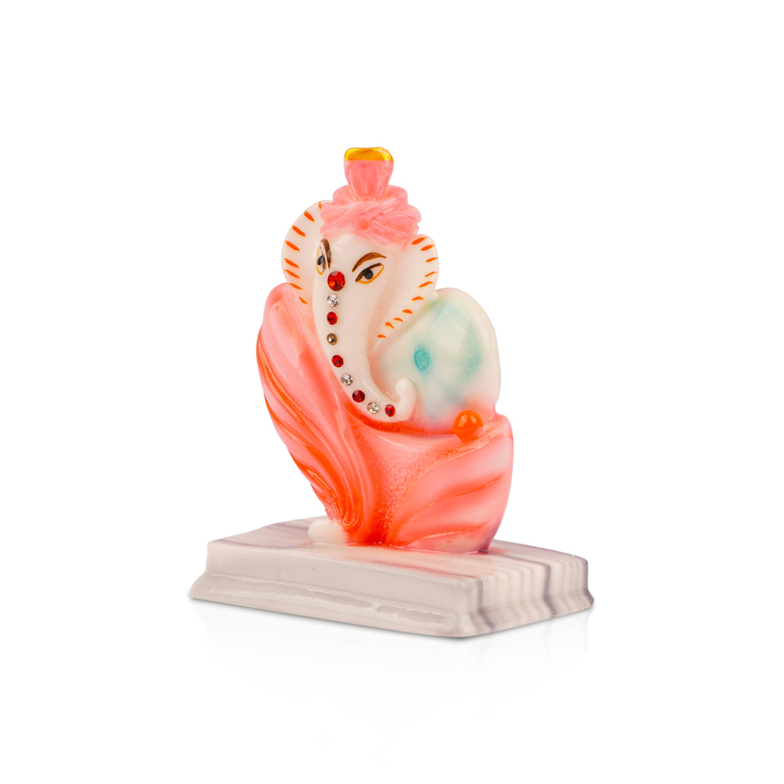 Ganesh Figurine White & Rose Polyresin Idol (10 cm)