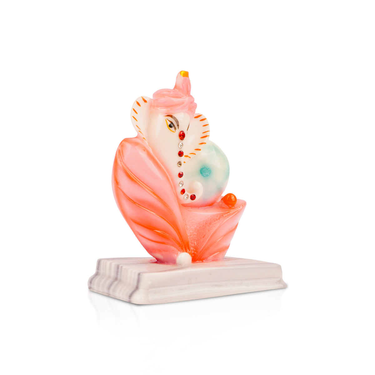 Ganesh Figurine White & Rose Polyresin Idol (10 cm)