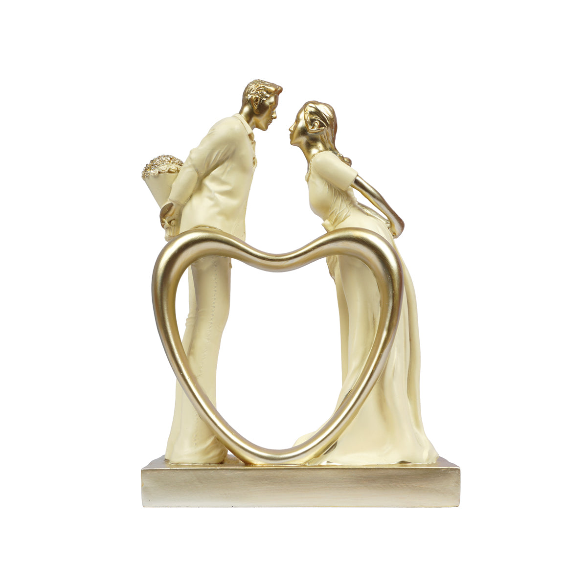 The WritersHub Heart Dil Love Couple Statue – Cream Polyresin Romantic Showpiece