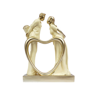 The WritersHub Heart Dil Love Couple Statue – Cream Polyresin Romantic Showpiece