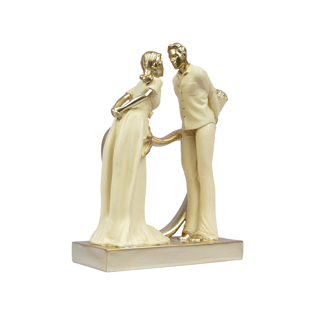 The WritersHub Heart Dil Love Couple Statue – Cream Polyresin Romantic Showpiece