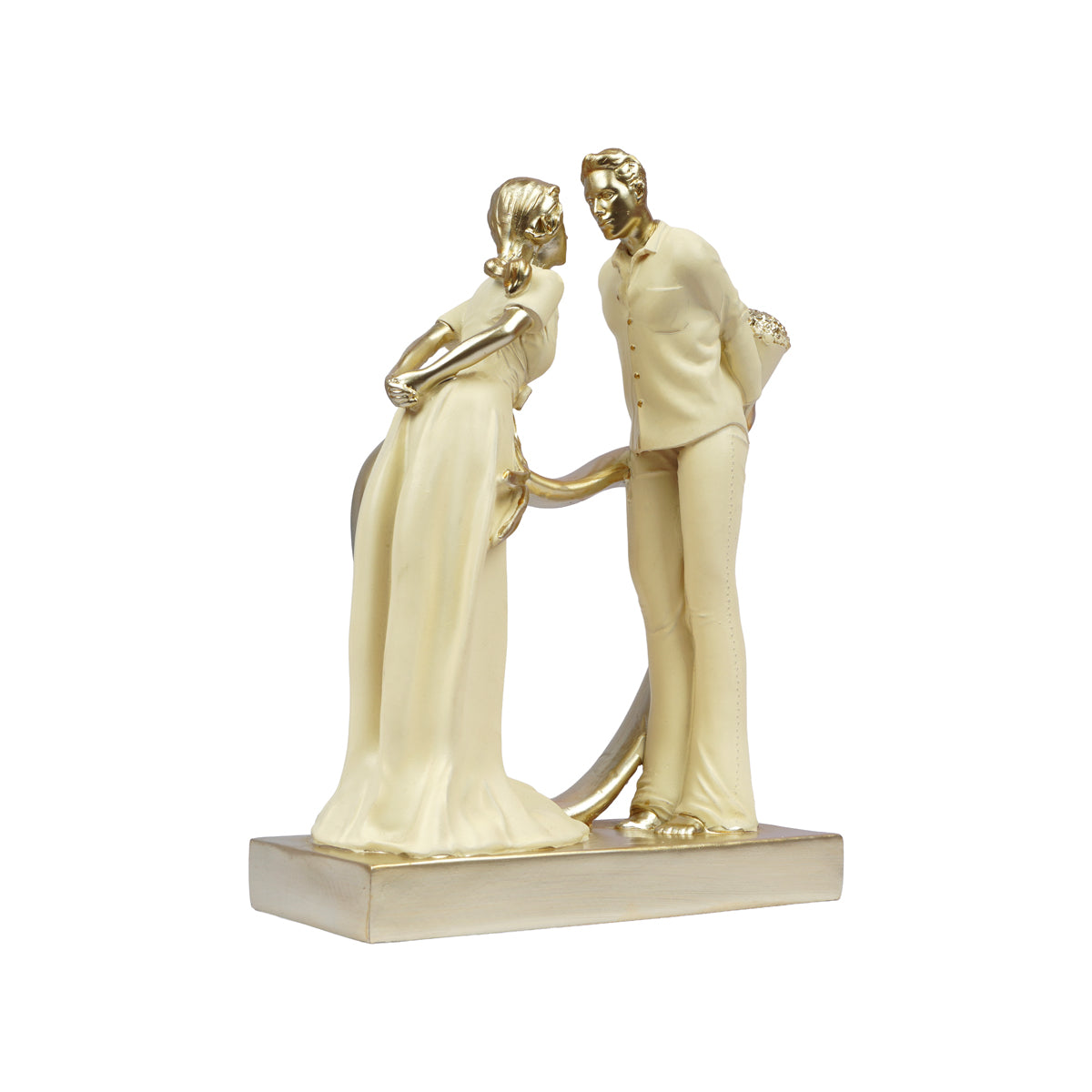The WritersHub Heart Dil Love Couple Statue – Cream Polyresin Romantic Showpiece