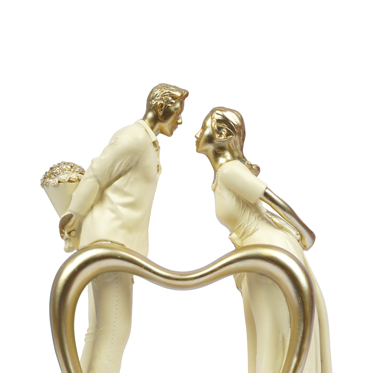 The WritersHub Heart Dil Love Couple Statue – Cream Polyresin Romantic Showpiece
