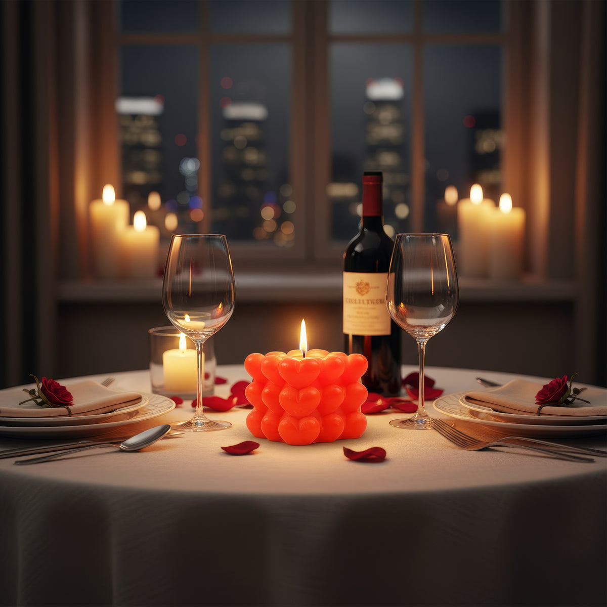 The WritersHub Red Bubble Cube Scented Candle – Geometric Decorative Candle