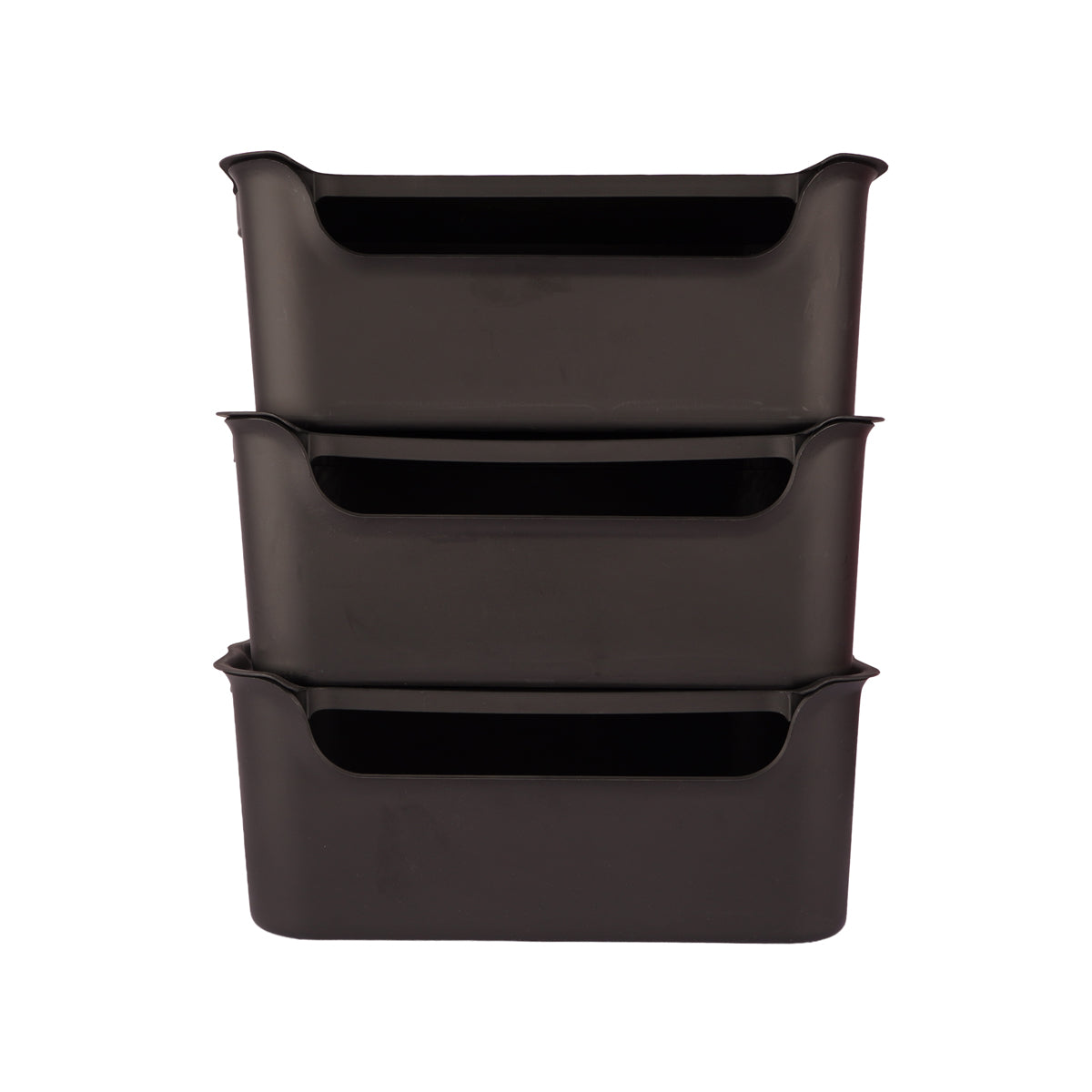 Stash Stackable Lidded Plastic Storage Bins – 3 Pcs Set (Black)