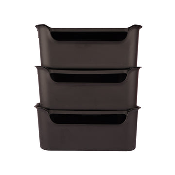 Stash Stackable Lidded Plastic Storage Bins – 3 Pcs Set (Black)