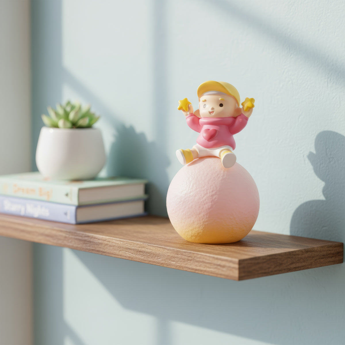 Star Boy Sitting on Moon LED Night Lamp – Multicolour