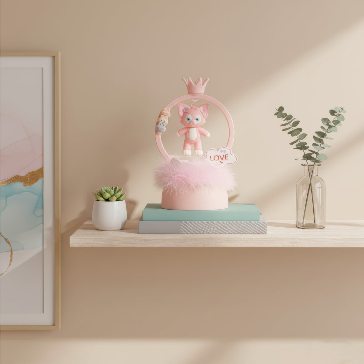 Pink Crown with Two Roses LED Love Doll – Romantic Décor