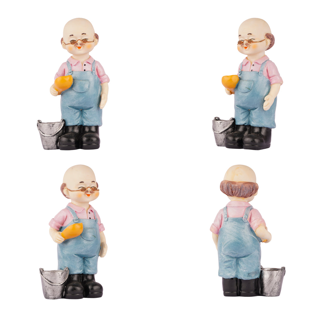 The Writershub Elderly Couple Garden Figurines – Green & Grey Showpiece