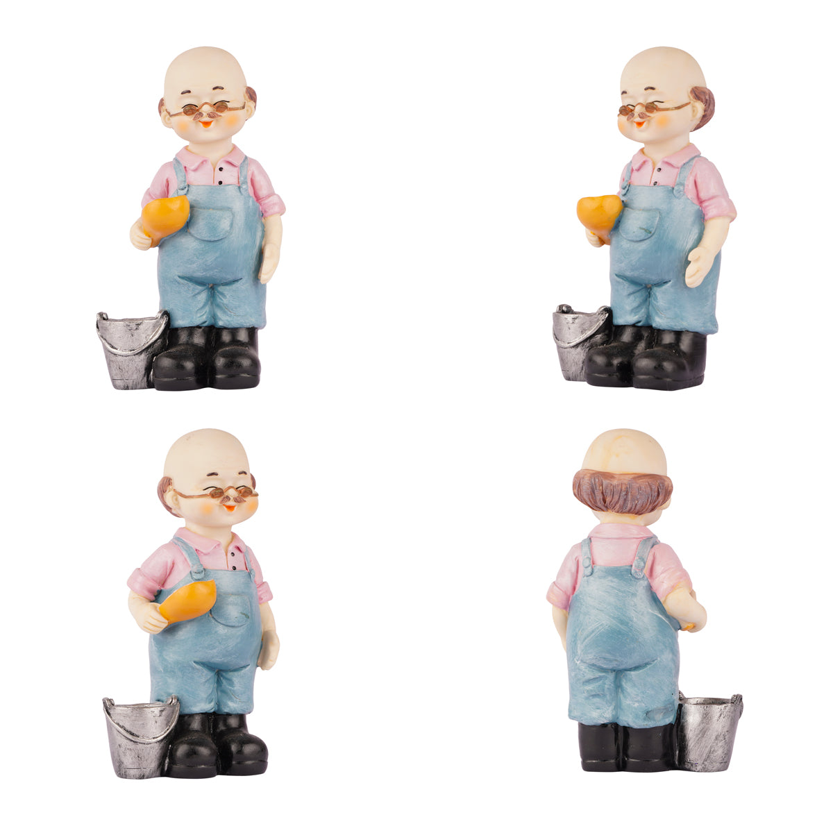 The Writershub Elderly Couple Garden Figurines – Green & Grey Showpiece