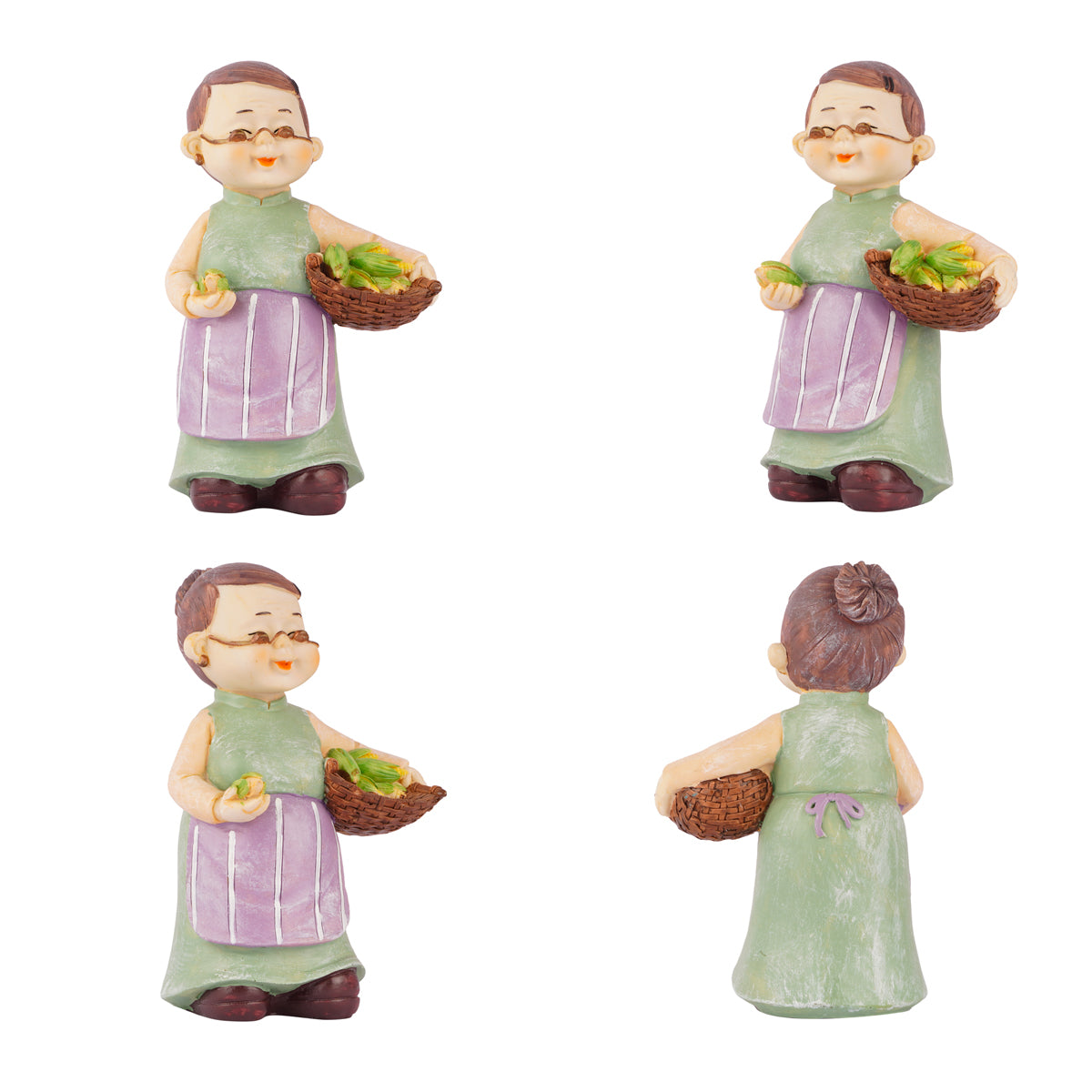 The Writershub Elderly Couple Garden Figurines – Green & Grey Showpiece