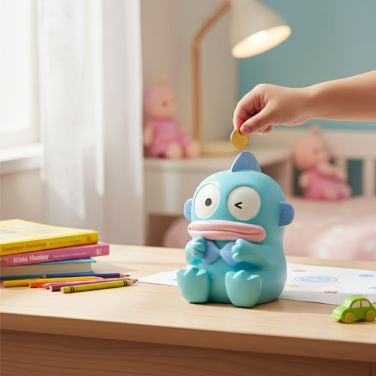 The Writershub Hangyodon Character Piggy Bank Cute Blue Coin Saver for Kids