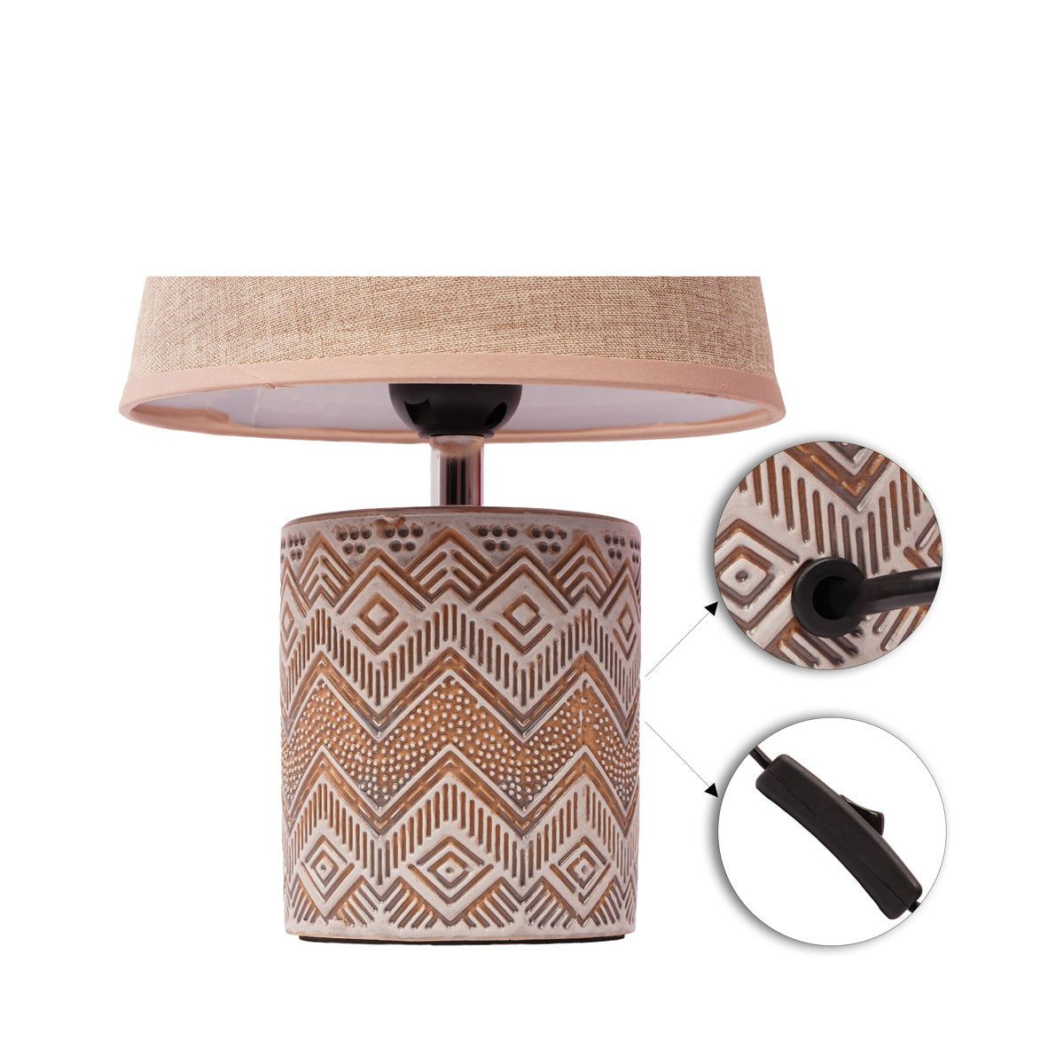 Elegant Tribal Pattern Ceramic Table Lamp – Modern Ethnic Décor