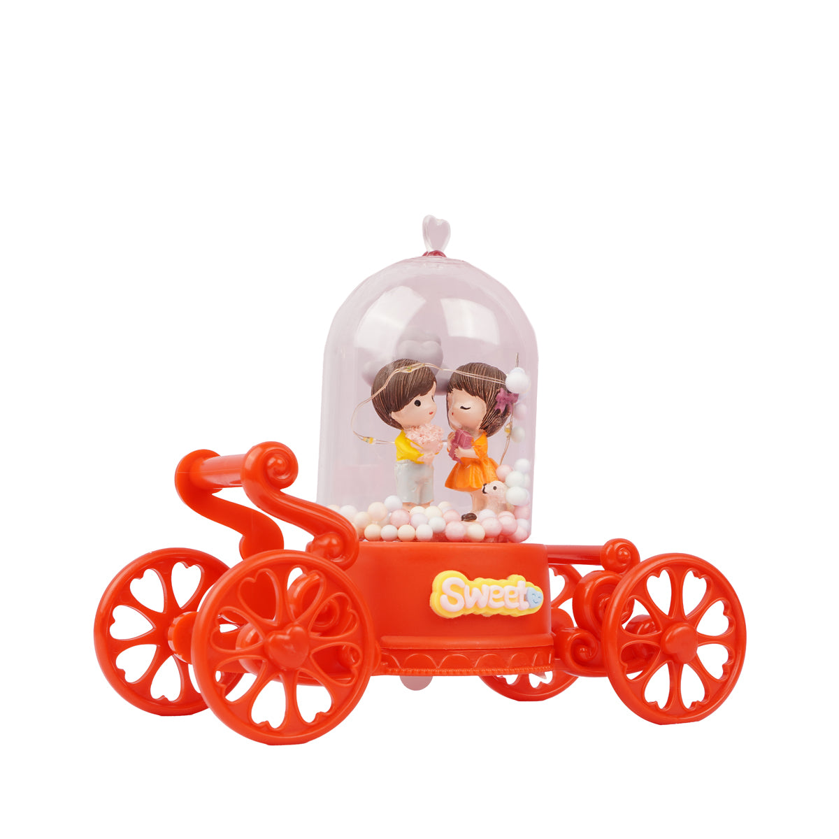 Romantic Sweet Couple Carriage Showpiece – LED Decorative Gift