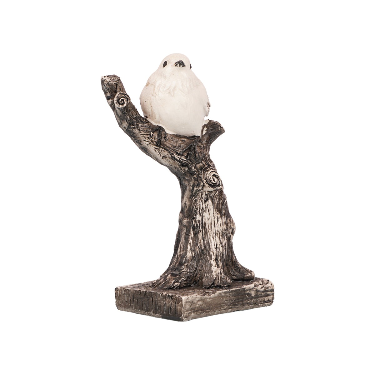 White Bird on Tree Branch — Black & White Polyresin Showpiece