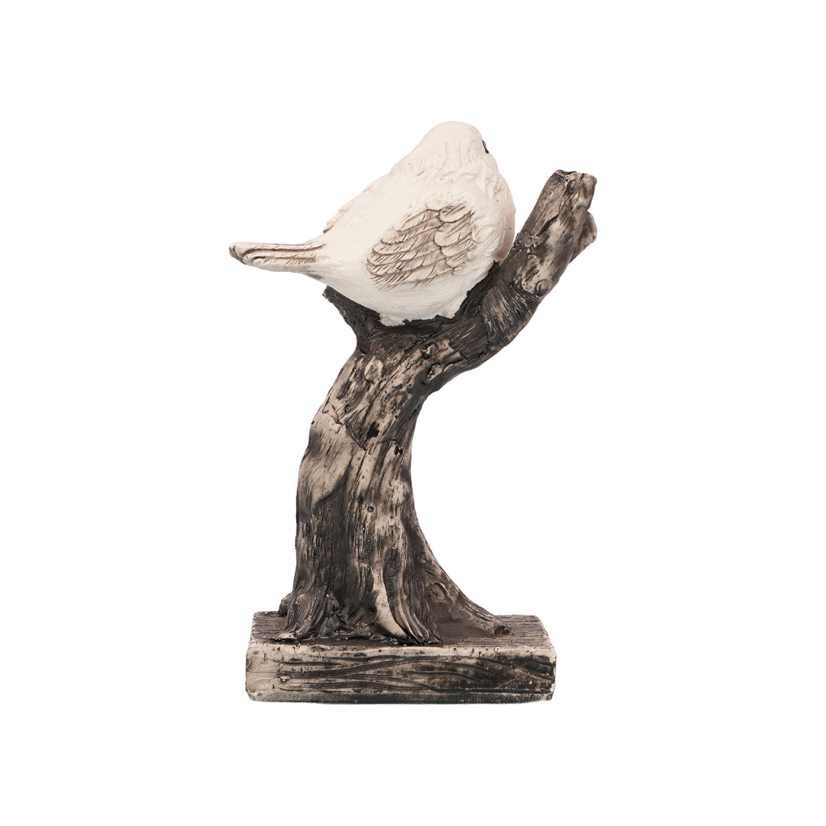 White Bird on Tree Branch — Black & White Polyresin Showpiece