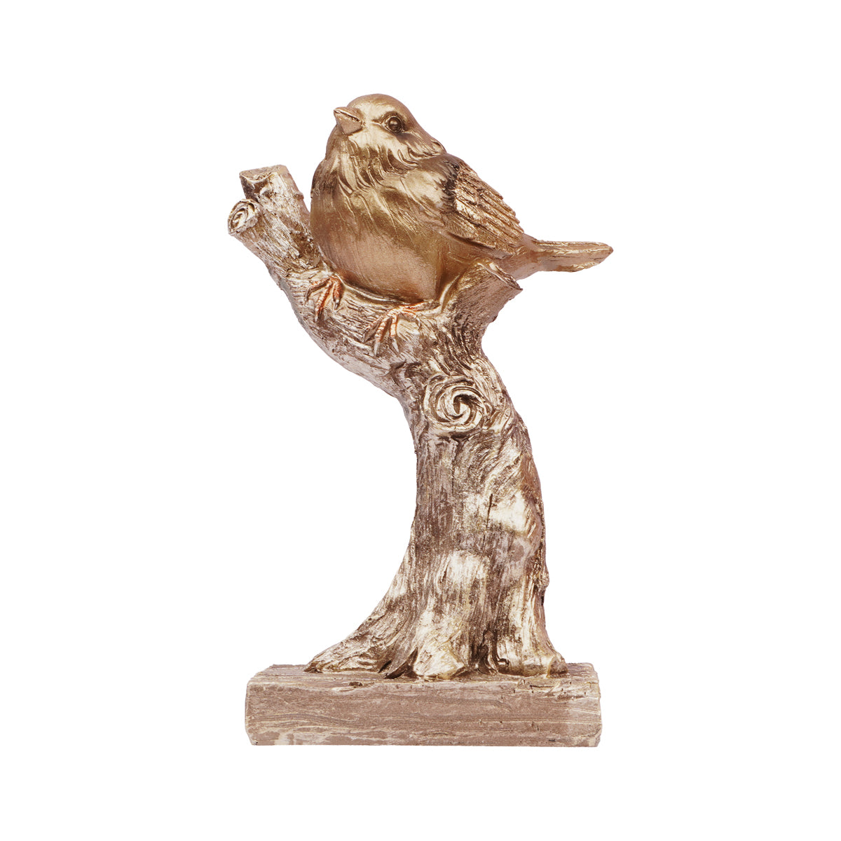 The Writershub Antique Gold Bird Figurine on Branch Decorative Showpiece