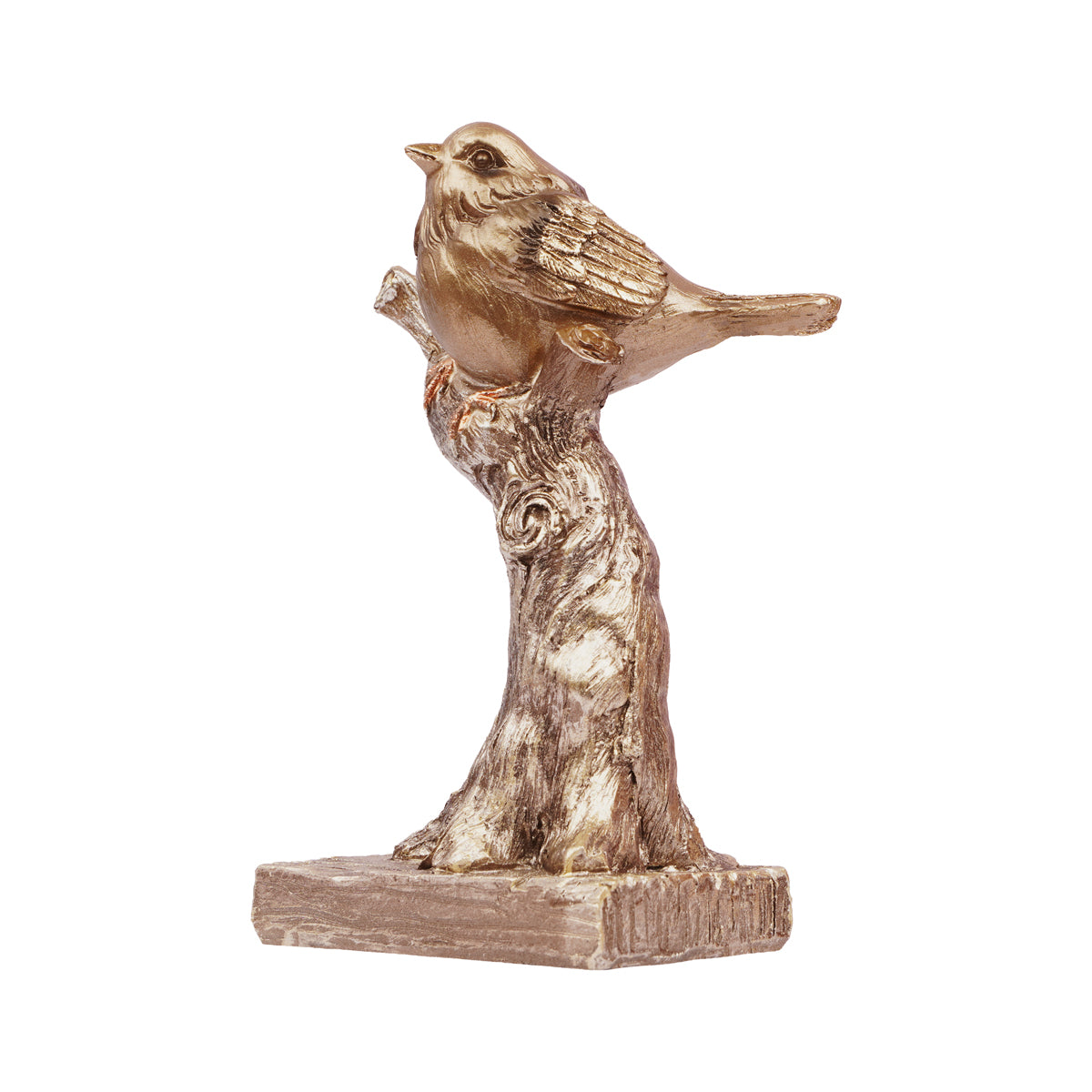 The Writershub Antique Gold Bird Figurine on Branch Decorative Showpiece