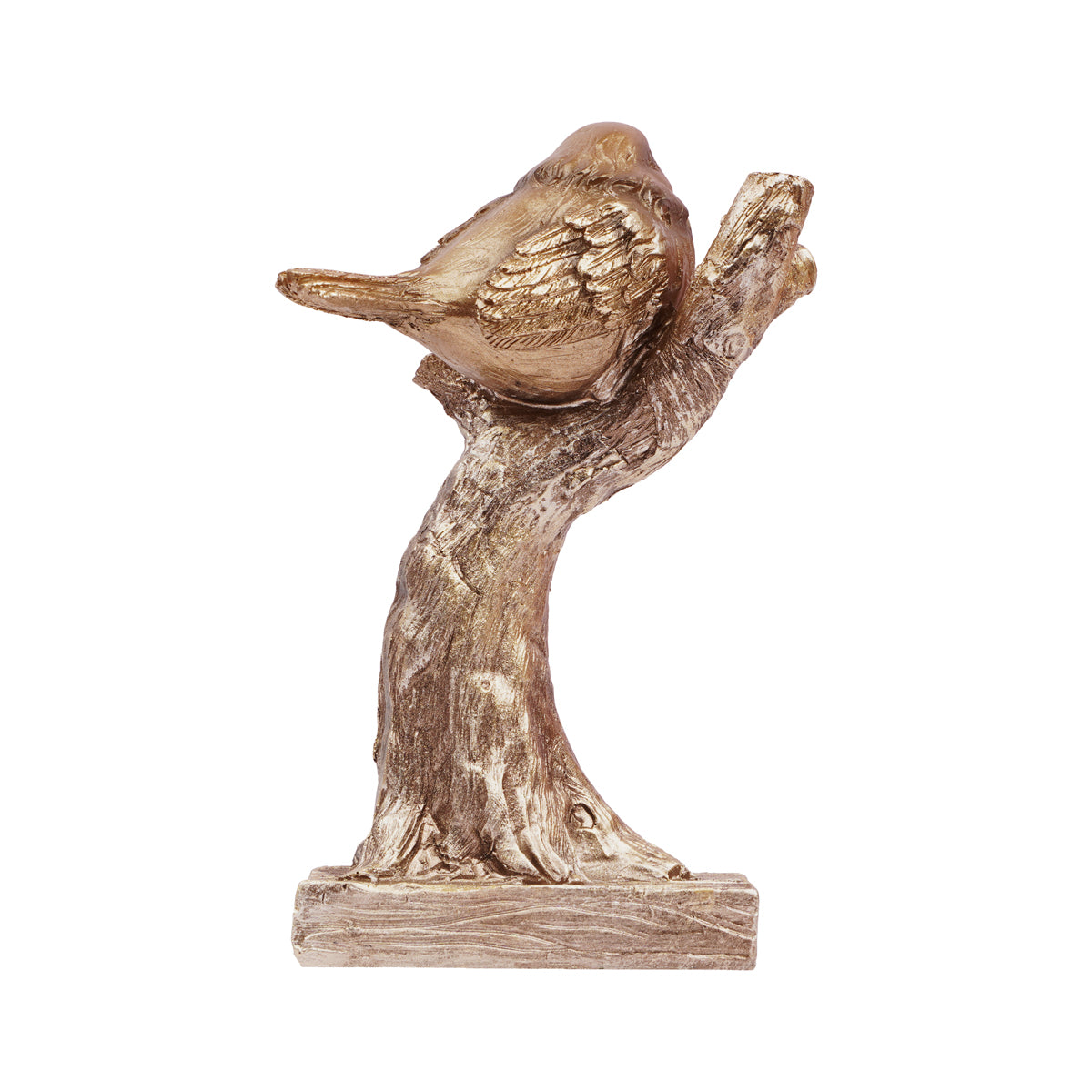 The Writershub Antique Gold Bird Figurine on Branch Decorative Showpiece