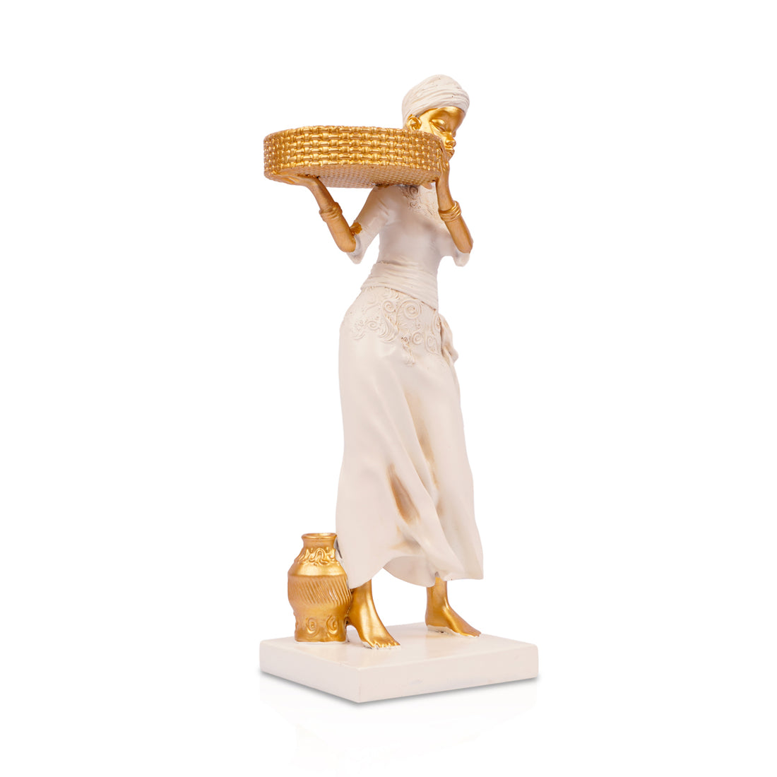 The Writershub Decorative Lady with Basket Polyresin Statue