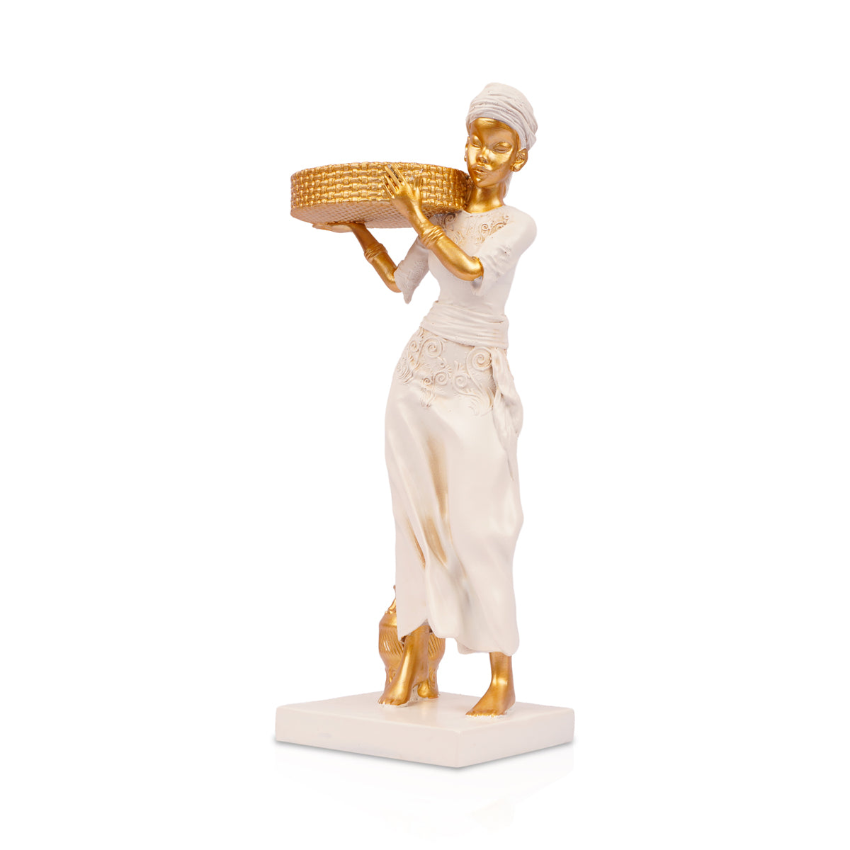 The Writershub Decorative Lady with Basket Polyresin Statue