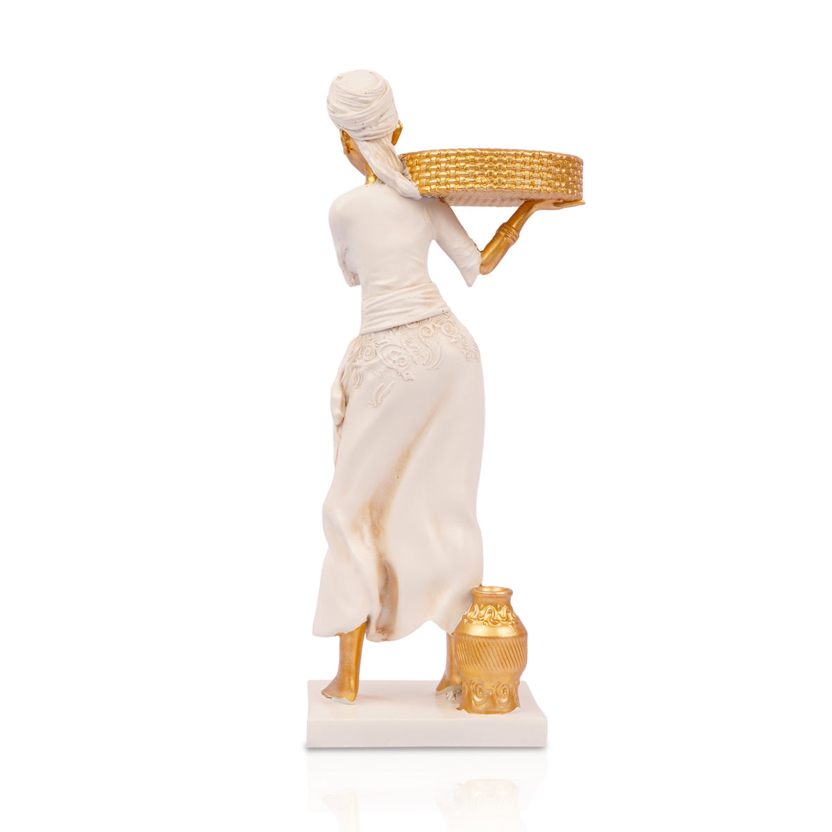 The Writershub Decorative Lady with Basket Polyresin Statue