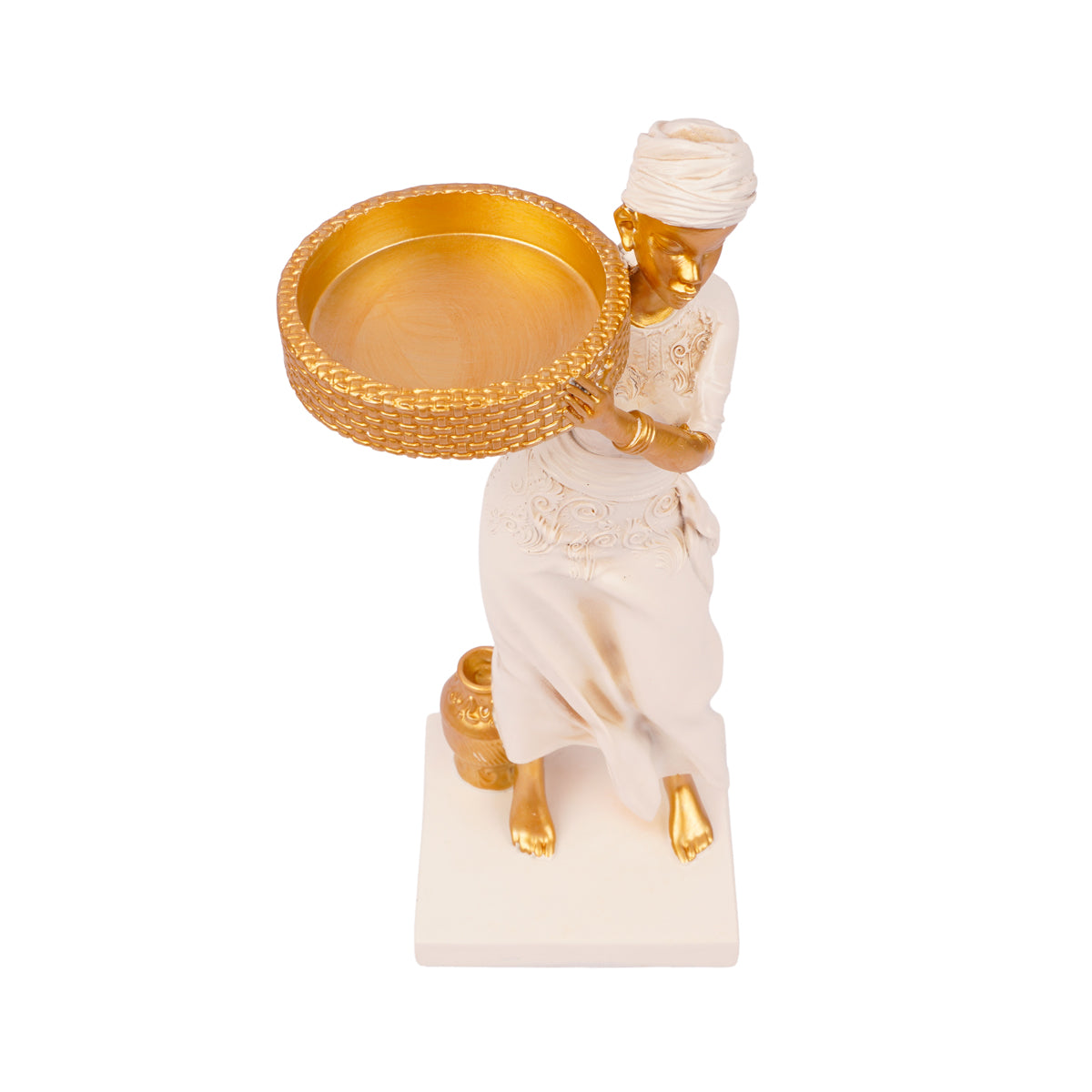 The Writershub Decorative Lady with Basket Polyresin Statue