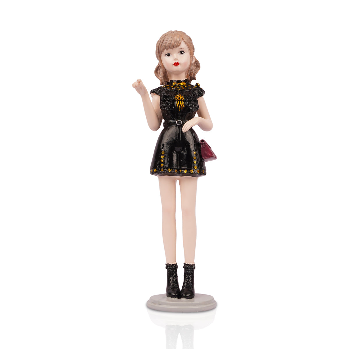 The Writershub Elegant Black Dress Girl Figurine – Decorative Showpiece