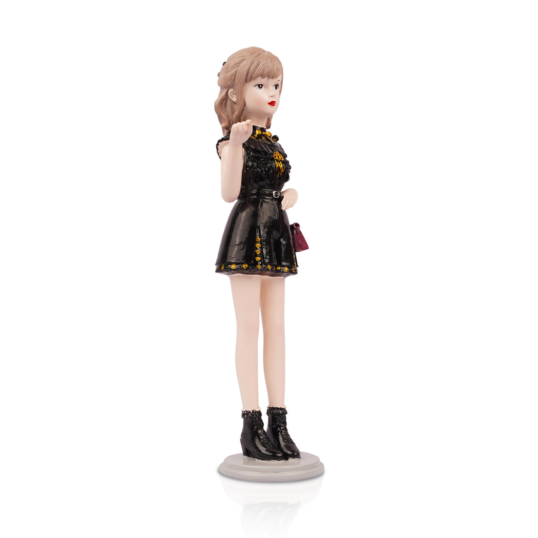The Writershub Elegant Black Dress Girl Figurine – Decorative Showpiece