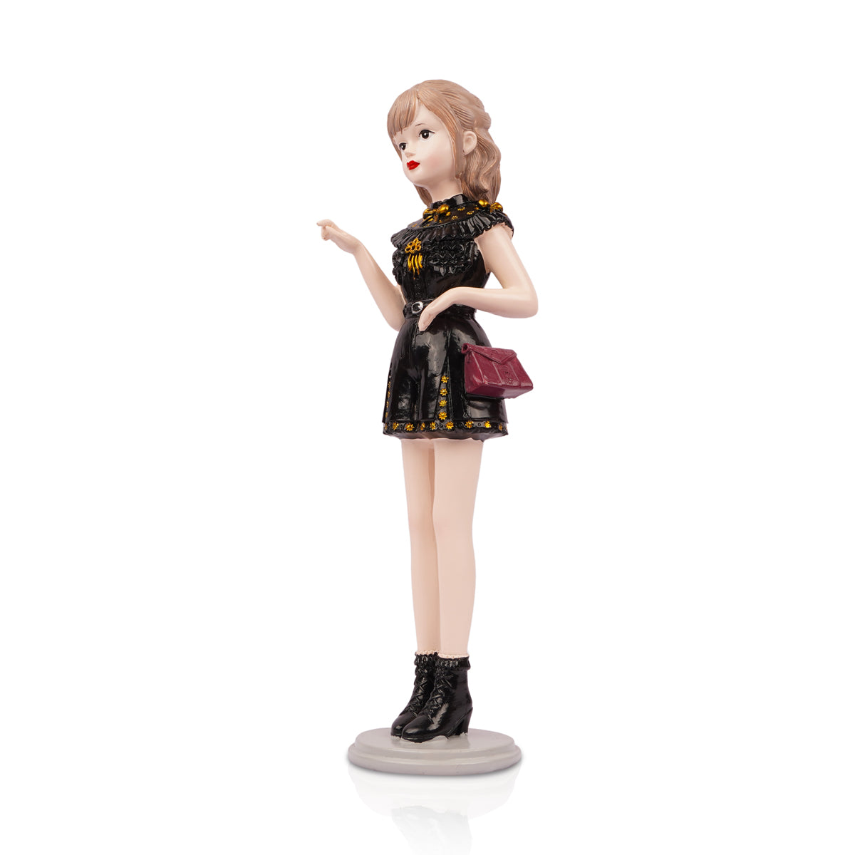 The Writershub Elegant Black Dress Girl Figurine – Decorative Showpiece