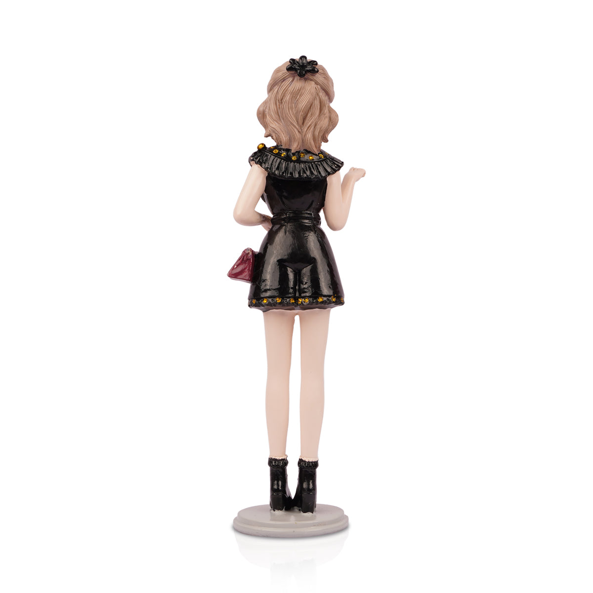 The Writershub Elegant Black Dress Girl Figurine – Decorative Showpiece