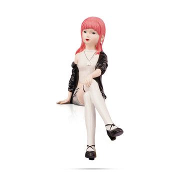 The Writershub Stylish Pink Hair Girl Sitting Figurine – Decorative Showpiece