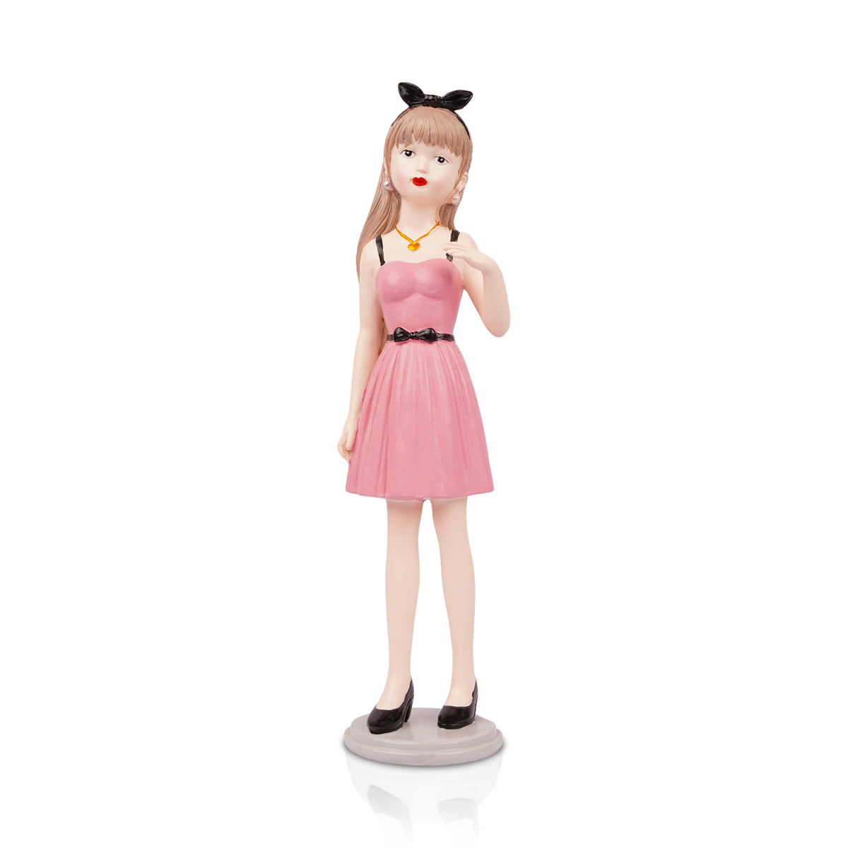 The Writershub Elegant Pink Girl Figurine Showpiece – Decorative Table Accent