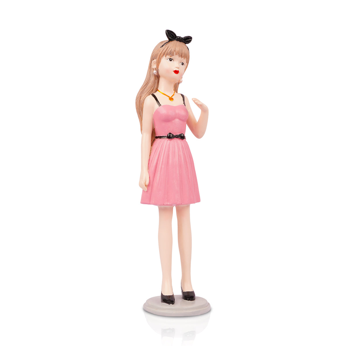 The Writershub Elegant Pink Girl Figurine Showpiece – Decorative Table Accent