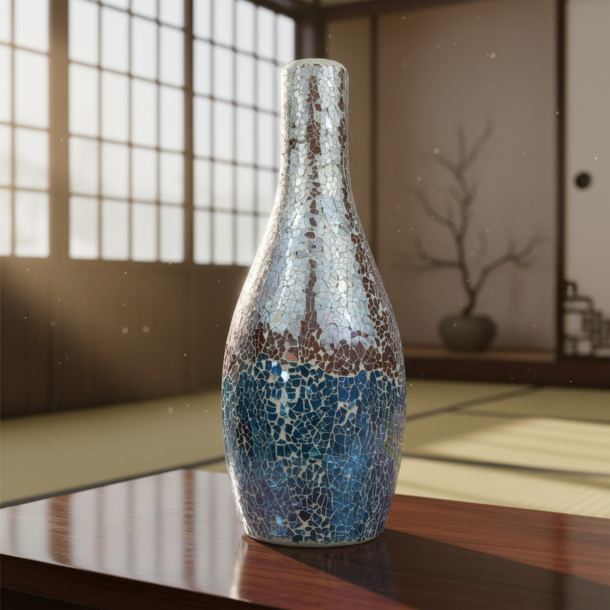 The Writershub Decorative Mosaic Vase Elegant Glass Vase