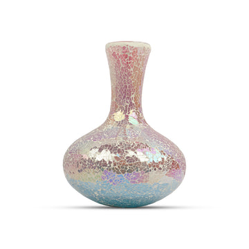 The WritersHub Blue & Pink Mosaic Glass Flower Pot – Crystal Shine Decorative Vase