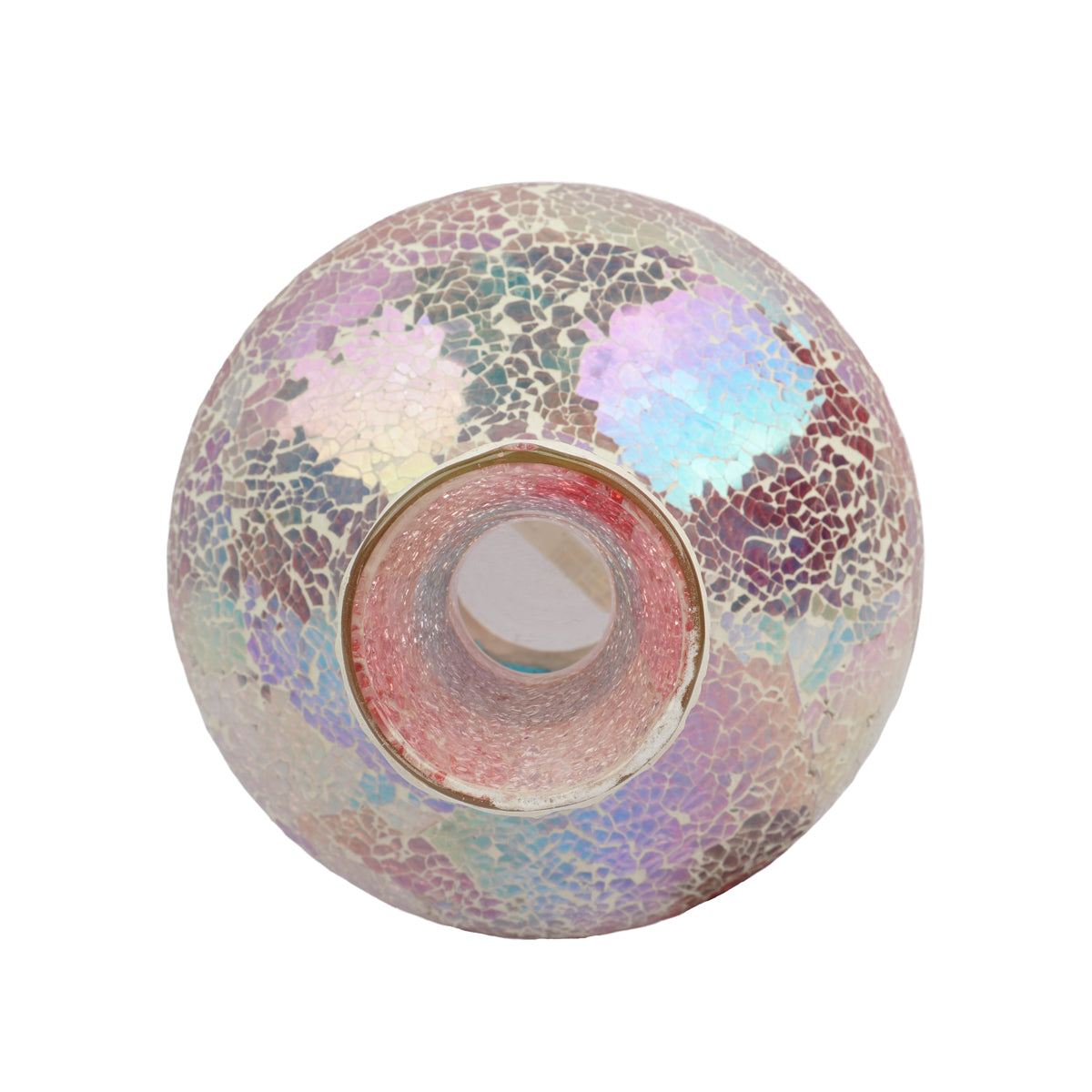 The WritersHub Blue & Pink Mosaic Glass Flower Pot – Crystal Shine Decorative Vase
