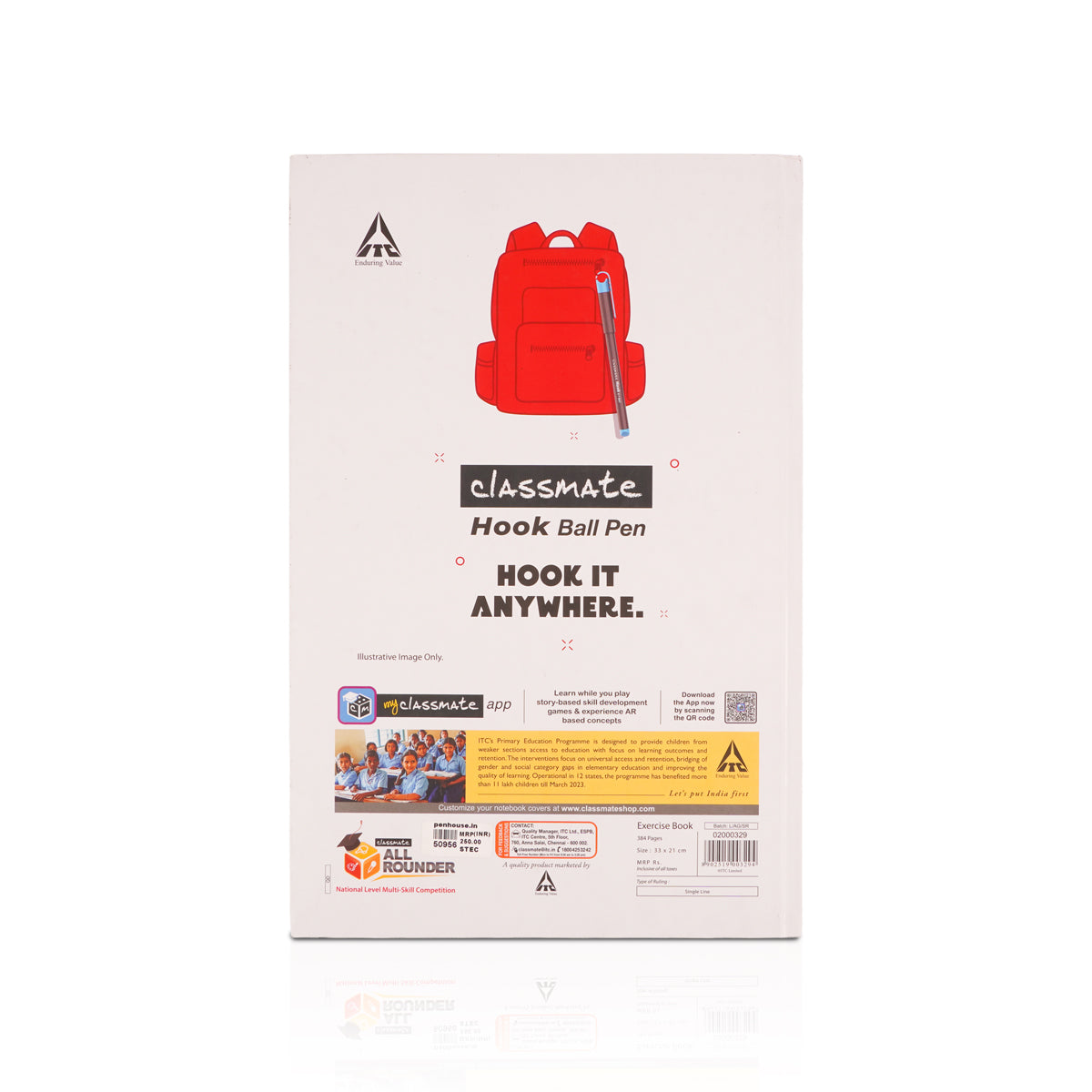 Classmate Single Line Long Book 384 Pages - High-Capacity Notebook