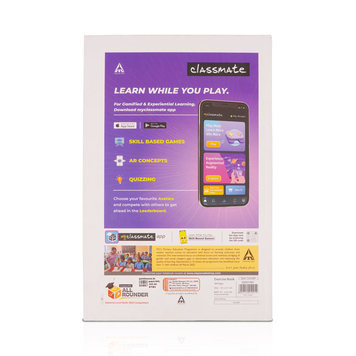 Classmate Unruled Notebook 384 Pages - Plain Long Book A4