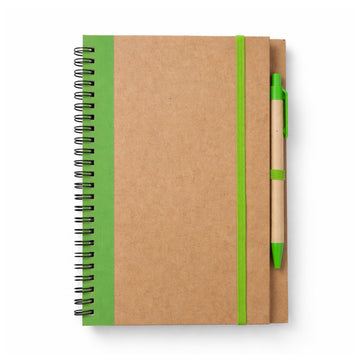 Kraft Paper Spiral Notebook with Recycled Ballpoint Pen Set