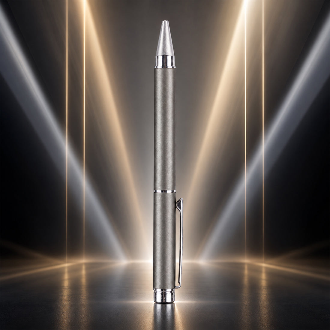 Sheaffer 200 Matte Metallic Grey Ballpoint Pen — Chrome Trim, Black Ink