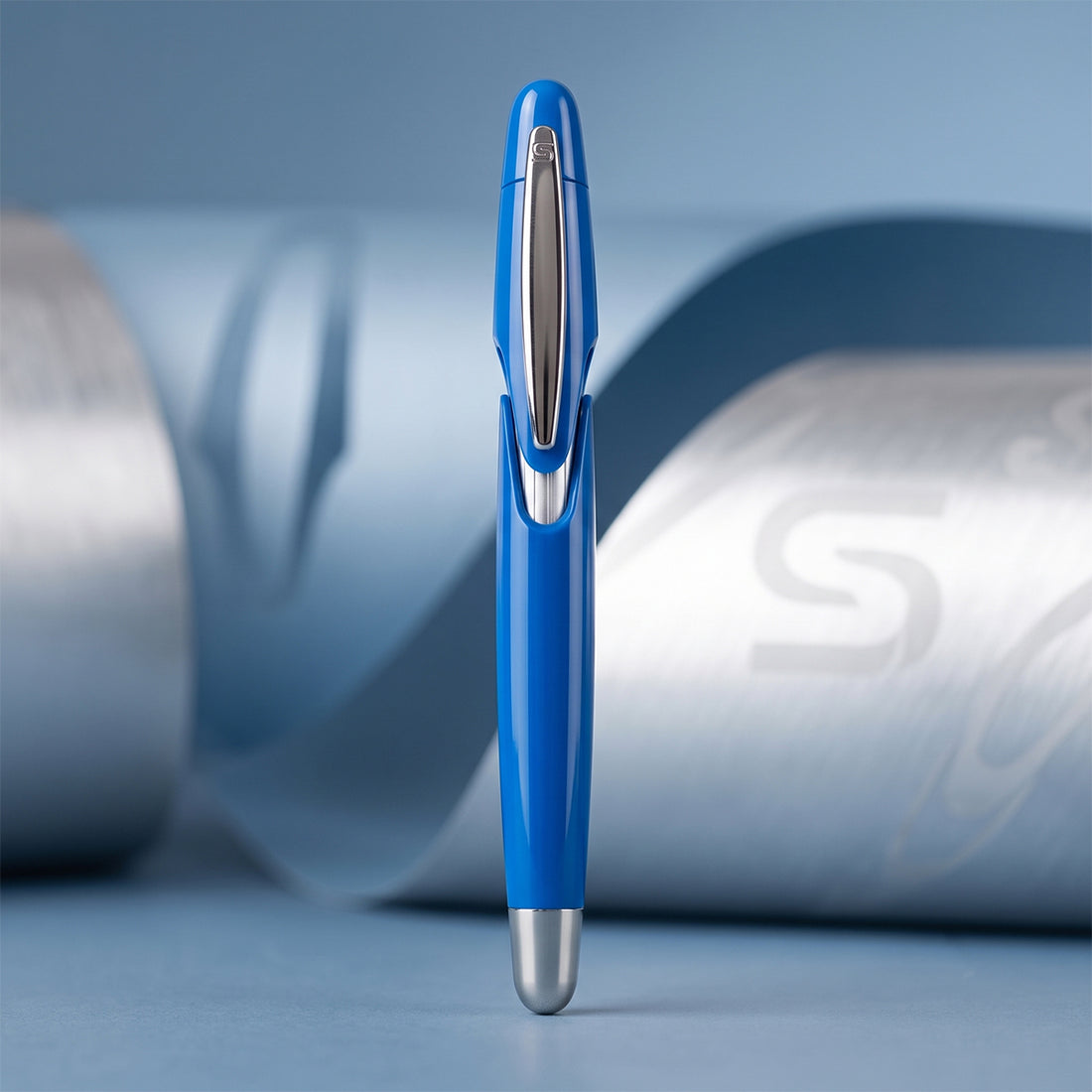 Stipula Speed Fountain Pen – Blue Resin, Medium Steel Nib, Piston‑Fill